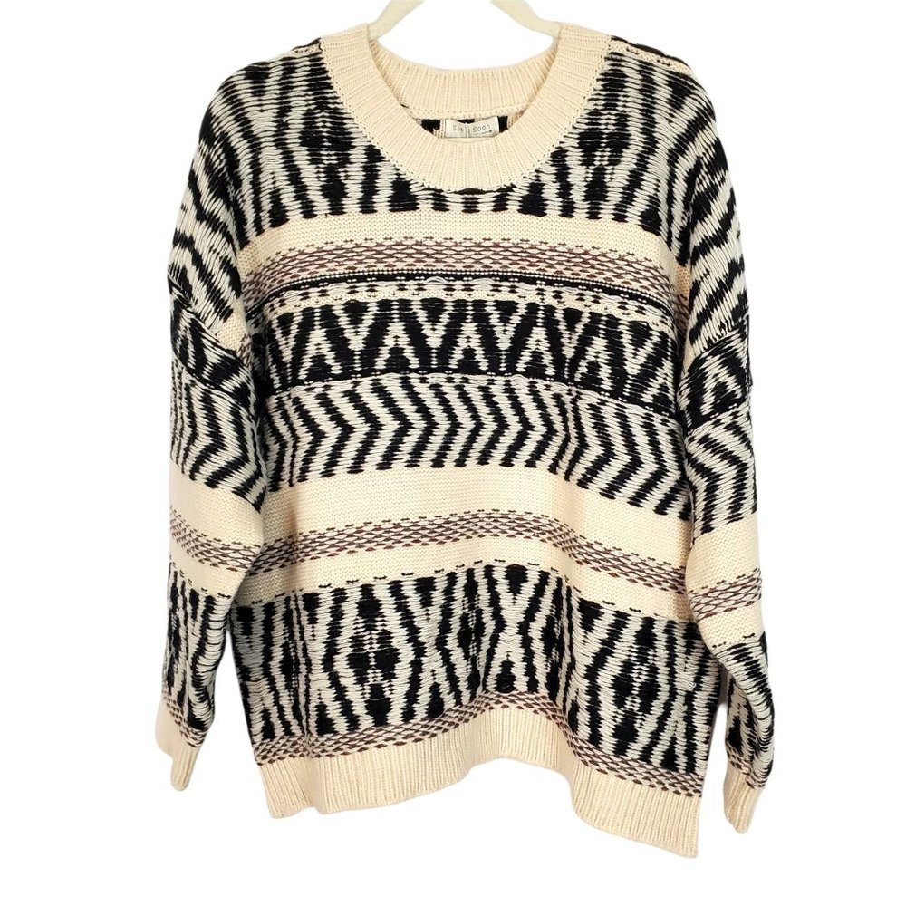 NWT See U Soon Chunky Knit Tribal Oversized Sweater